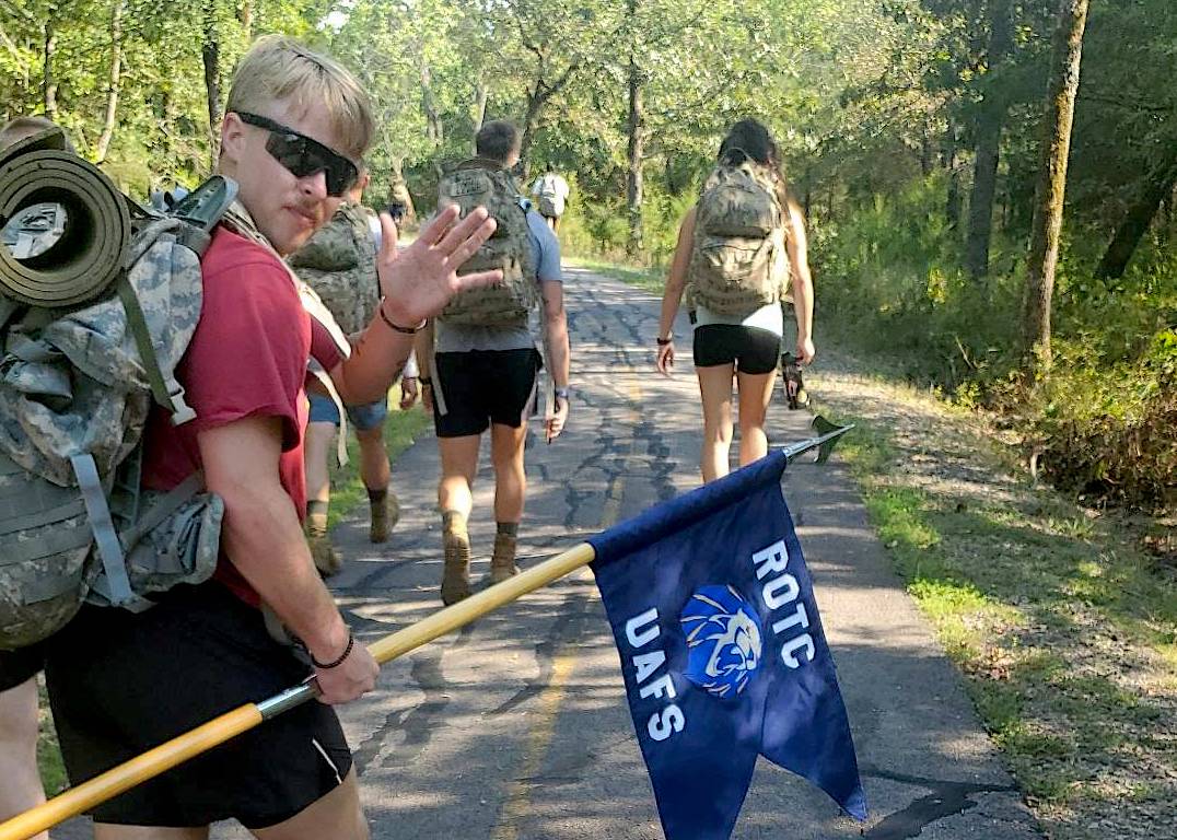 ROTC members on a hike