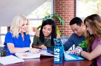 Students study in the UAFS campus center
