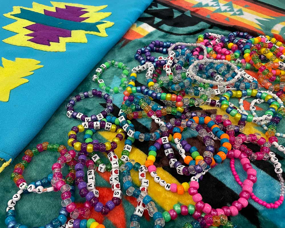 Bracelets made and handed out by the UAFS Native American Student Association on Indigenous Peoples' Day, 2023