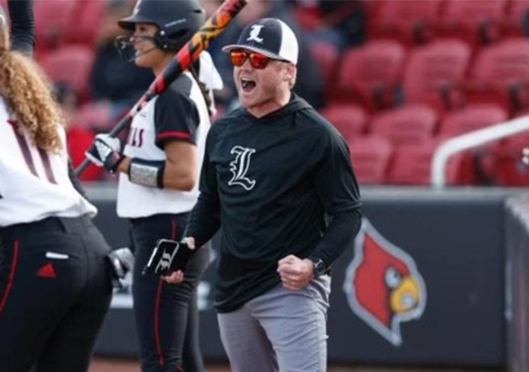 UAFS alumn, Bryce Neal, celebrates a big moment with the University of Louisville softball program. He is a former assistant coach for the Cardinals.