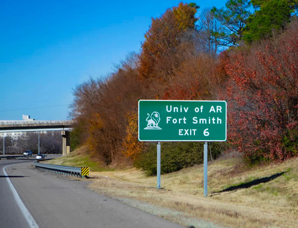UAFS logo on I-540 signage
