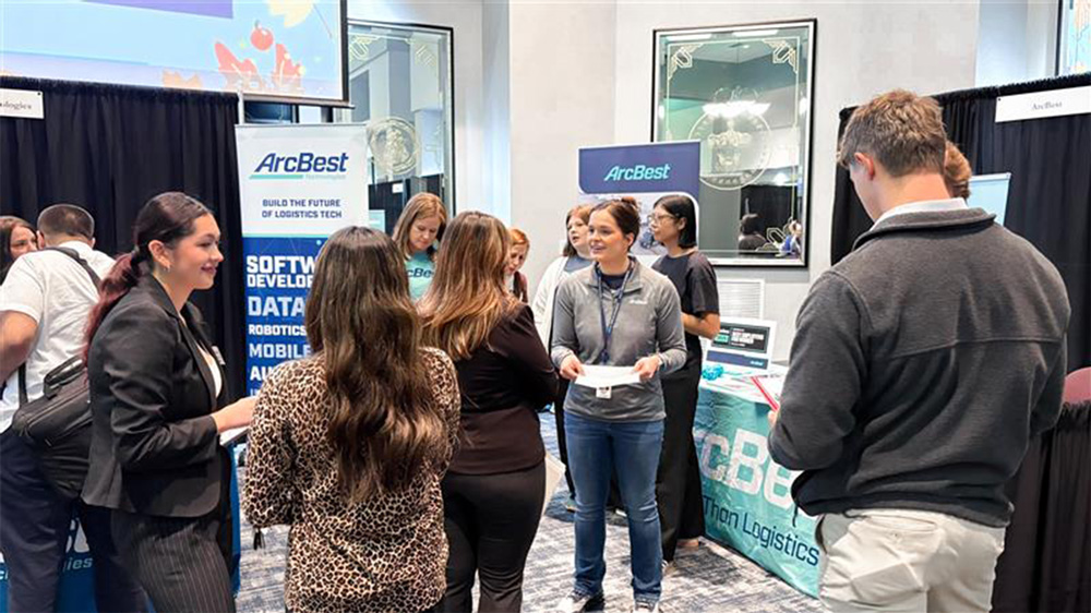 Students network with employees from ArcBest at the All-Majors Career Fair on October 29