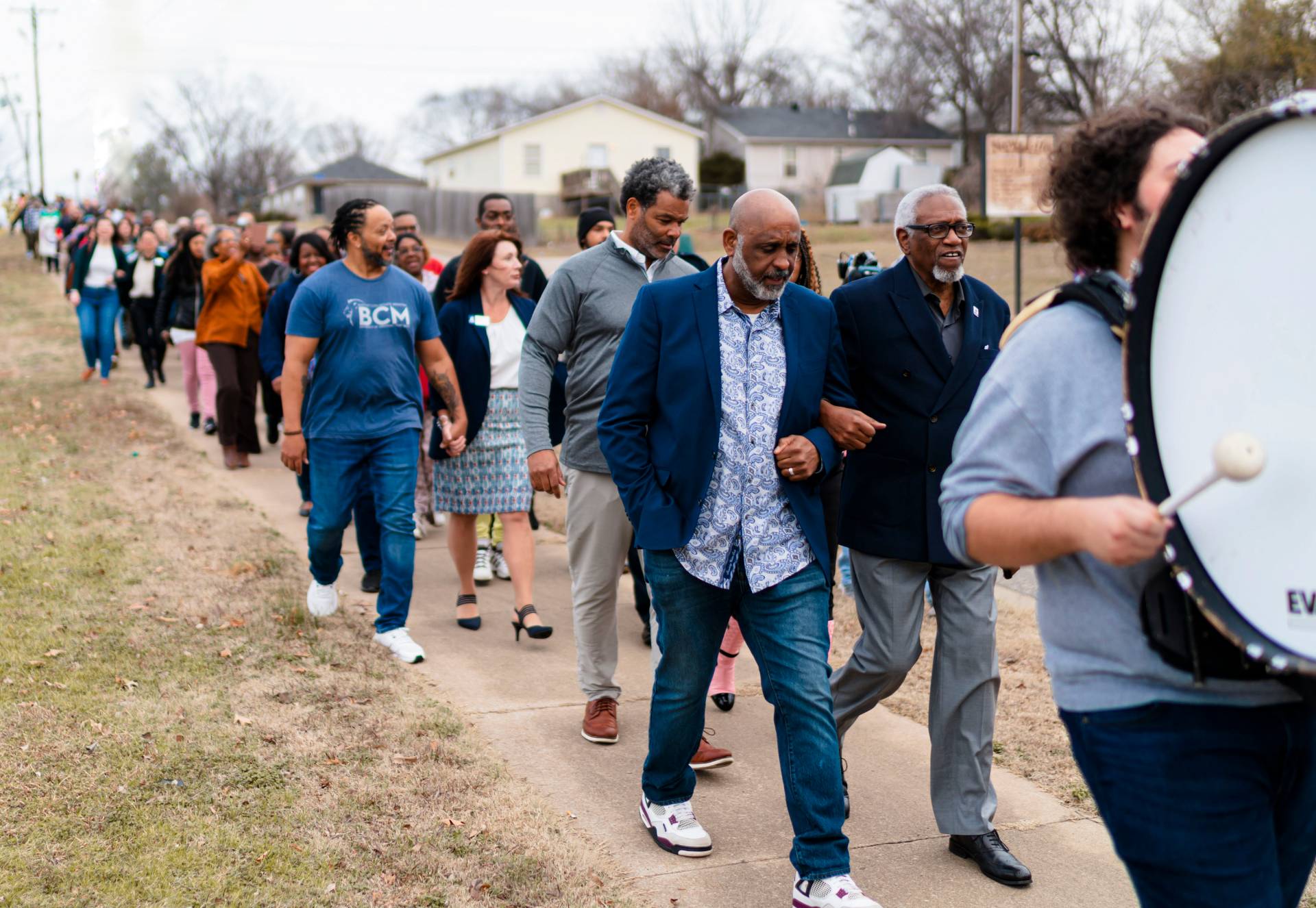 community leaders march in tribute to dr Martin Luther King junior. 