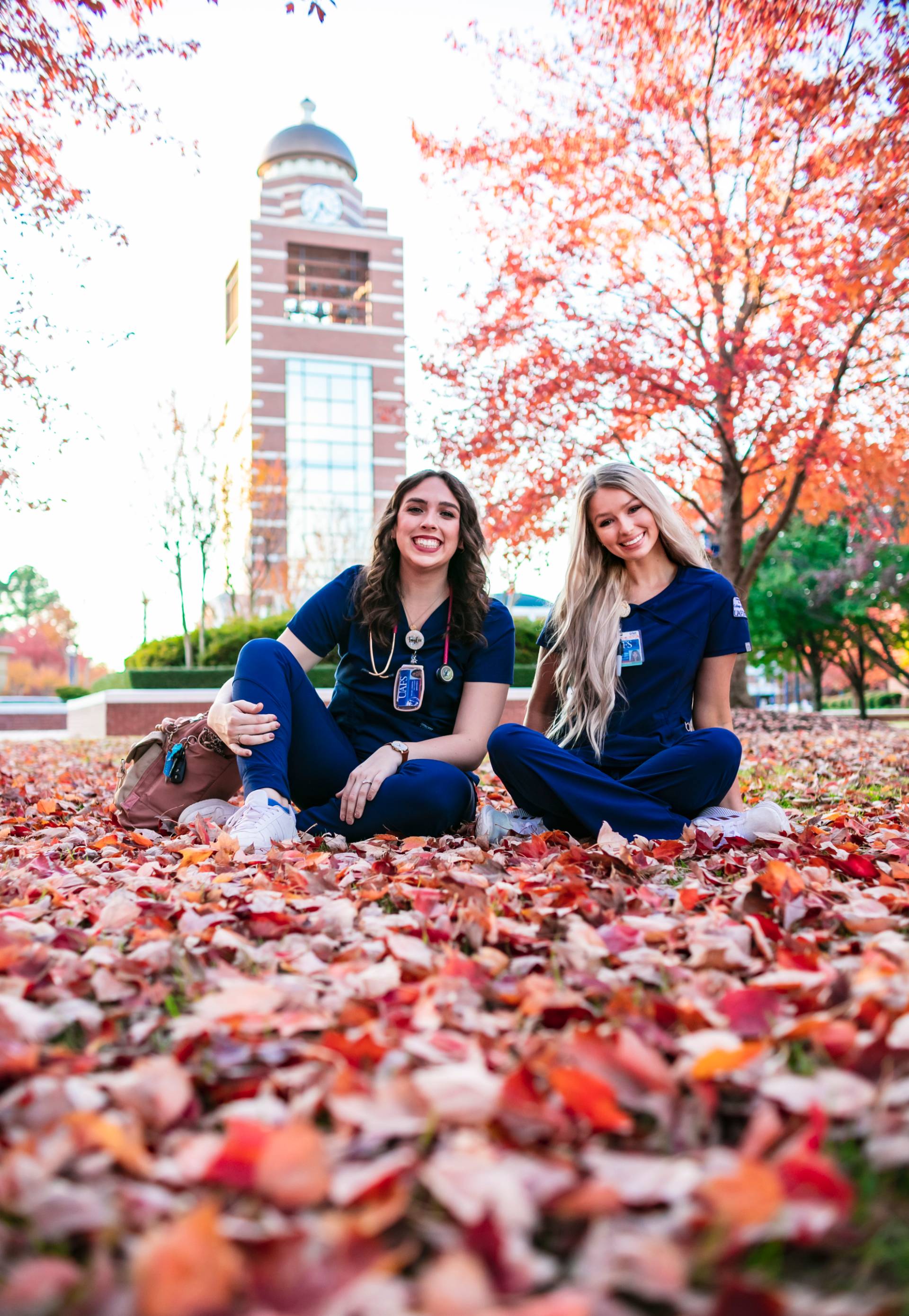 two nurses on the Camus Green in fautumn