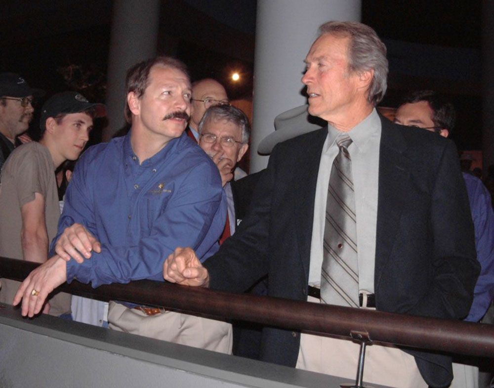 Preston talks to actor Clint Eastwood at the opening of the Draper Natural History Museum