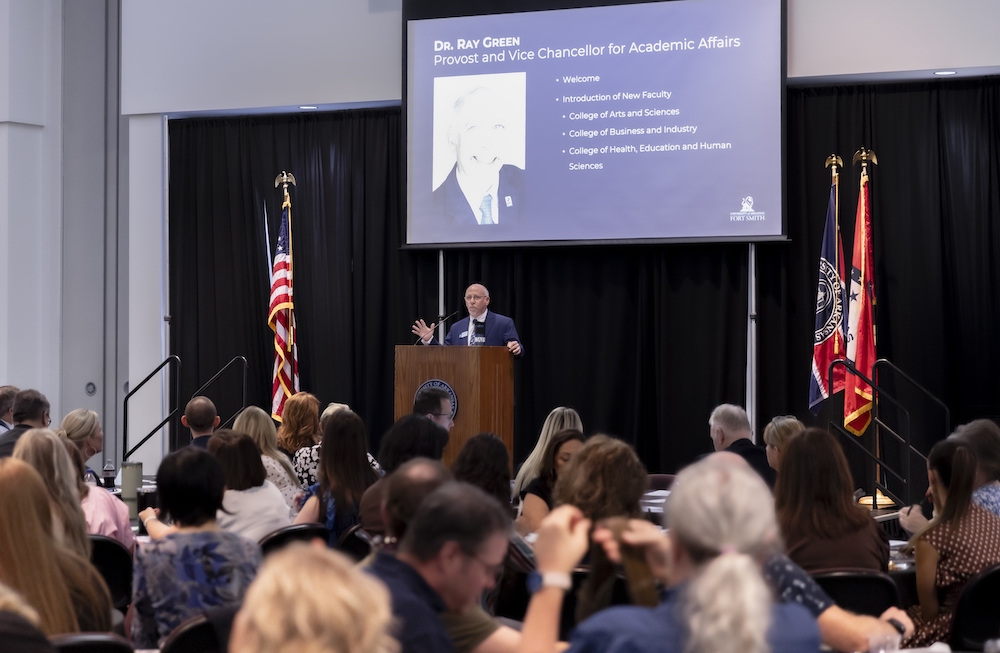 ray green, Provos, speaks to faculty at University Days